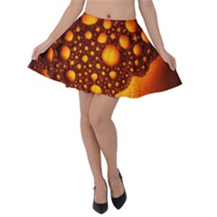 Bubbles Abstract Art Gold Golden Velvet Skater Skirt by Dutashop