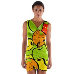 Fruit Food Wallpaper Wrap Front Bodycon Dress by Dutashop