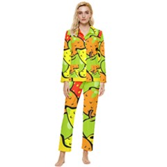 Fruit Food Wallpaper Womens  Long Sleeve Velvet Pocket Pajamas Set by Dutashop