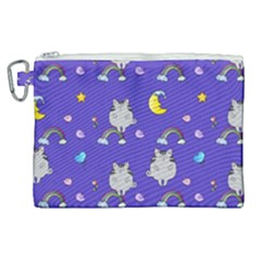 Cat Texture Pattern Seamless Rainbow Canvas Cosmetic Bag (xl) by Ravend