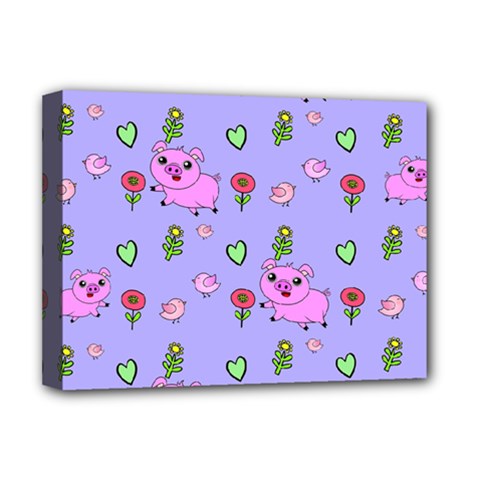 Flower Pink Pig Piggy Seamless Deluxe Canvas 16  X 12  (stretched)  by Ravend