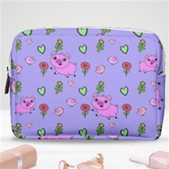 Flower Pink Pig Piggy Seamless Make Up Pouch (medium) by Ravend