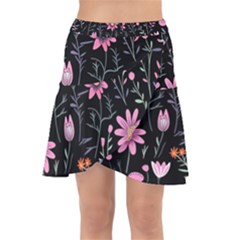 Flowers Pattern Wrap Front Skirt by Ravend