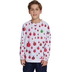 Beetle Animals Red Green Fly Kids  Crewneck Sweatshirt by Amaryn4rt