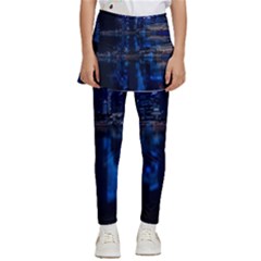 Illuminated Cityscape Against Blue Sky At Night Kids  Skirted Pants by Modalart