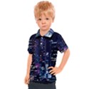 Black Building Lighted Under Clear Sky Kids  Polo T-Shirt View1