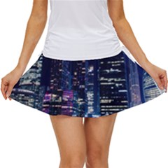 Black Building Lighted Under Clear Sky Women s Skort by Modalart