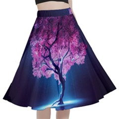 Beautiful Tree Flowers A-line Full Circle Midi Skirt With Pocket by 1212