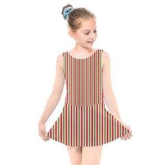 Pattern Background Red White Green Kids  Skater Dress Swimsuit by Amaryn4rt