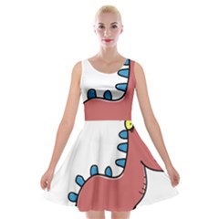 Dinosaur Dragon Drawing Cute Velvet Skater Dress by Ndabl3x