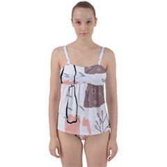 Abstract Art Design Pattern Twist Front Tankini Set by Ndabl3x