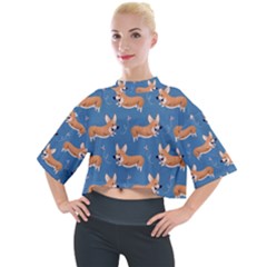 Corgi Patterns Mock Neck T-shirt by Ndabl3x