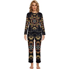 Fractal Stained Glass Ornate Womens  Long Sleeve Lightweight Pajamas Set by Sarkoni