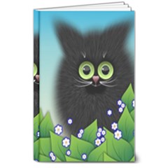 Kitten Black Furry Illustration 8  X 10  Hardcover Notebook by Sarkoni