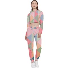 Background Geometric Triangle Cropped Zip Up Lounge Set by Sarkoni