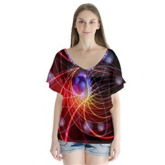 Physics Quantum Physics Particles V-neck Flutter Sleeve Top by Sarkoni