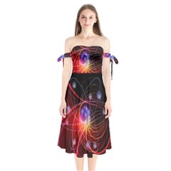 Physics Quantum Physics Particles Shoulder Tie Bardot Midi Dress by Sarkoni