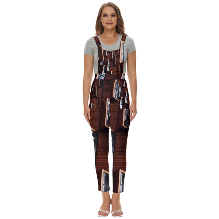 Abstract Architecture Building Business Women s Pinafore Overalls Jumpsuit