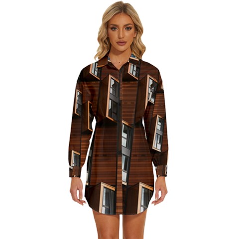 Abstract Architecture Building Business Womens Long Sleeve Shirt Dress by Amaryn4rt