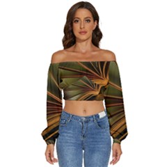 Book Screen Climate Mood Range Long Sleeve Crinkled Weave Crop Top by Amaryn4rt