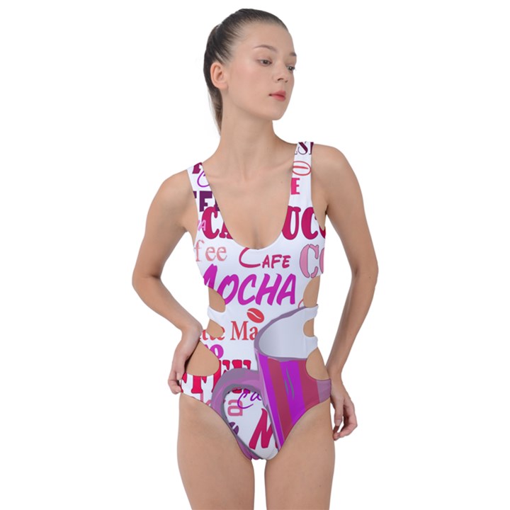 Coffee Cup Lettering Coffee Cup Side Cut Out Swimsuit