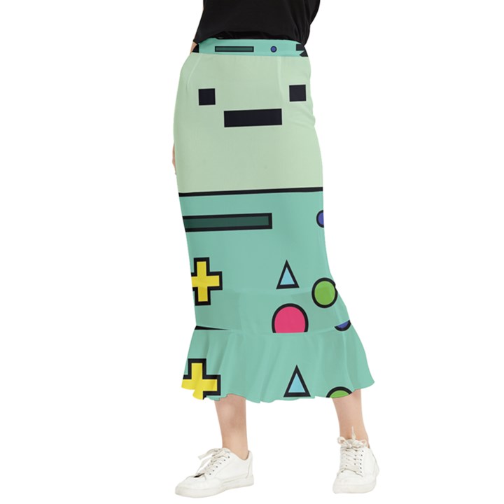 Adventure Time Beemo Bmo Illustration Cartoons Maxi Fishtail Chiffon Skirt