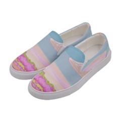 Pink And White Forest Illustration Adventure Time Cartoon Women s Canvas Slip Ons by Sarkoni