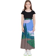 Adventure Time Cartoon Pathway Kids  Flared Maxi Skirt by Sarkoni