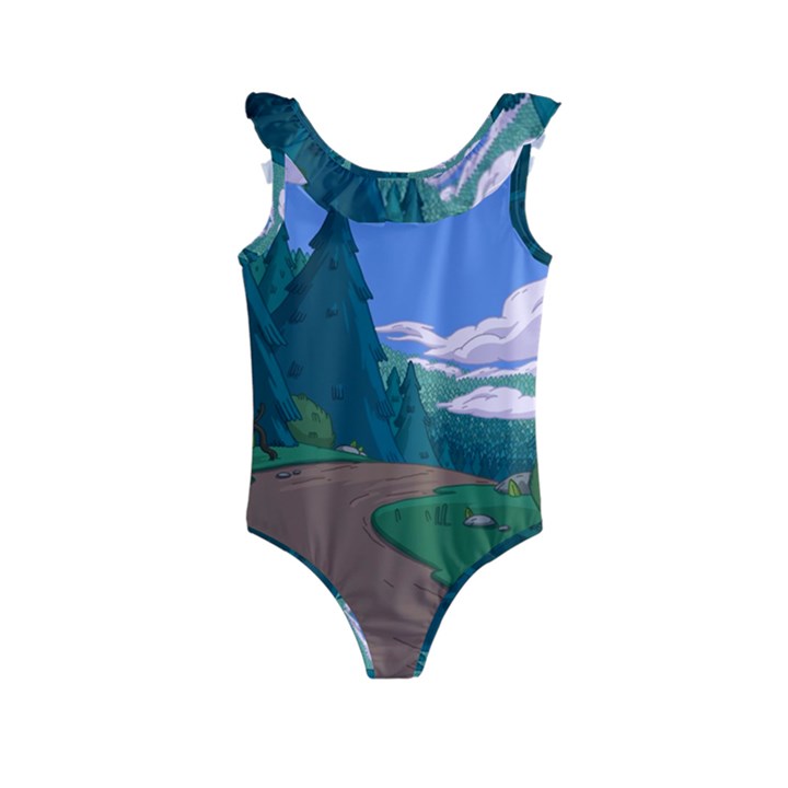 Adventure Time Cartoon Pathway Kids  Frill Swimsuit