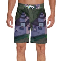 Purple House Cartoon Character Adventure Time Architecture Men s Beach Shorts by Sarkoni