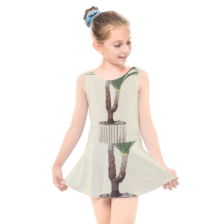 Tree Vector Art In A Flower Pot Kids  Skater Dress Swimsuit