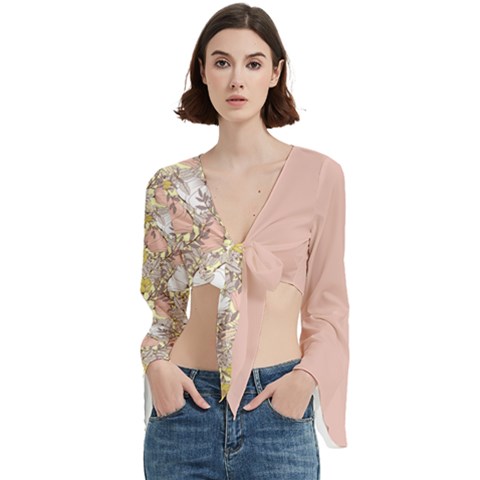 Flowers  Boho Trumpet Sleeve Cropped Top by flowerland