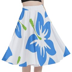 Hibiscus Wallpaper Flowers Floral A-line Full Circle Midi Skirt With Pocket by Pakjumat