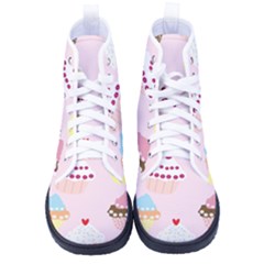 Cupcakes Wallpaper Paper Background Men s High-top Canvas Sneakers by Apen