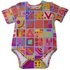 Colourful Abstract Shapes Baby Short Sleeve Bodysuit by Pakjumat