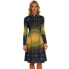 Technology System Long Sleeve Shirt Collar A-line Dress by Modalart