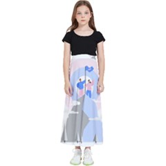 Achievement Success Mountain Clouds Kids  Flared Maxi Skirt by Modalart