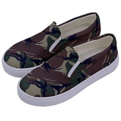 Camouflage Pattern Fabric Kids  Canvas Slip Ons by Bedest