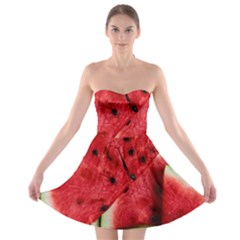 Watermelon Fruit Green Red Strapless Bra Top Dress by Bedest