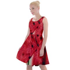 Watermelon Fruit Green Red Knee Length Skater Dress by Bedest