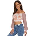 Cute pink flowers  Long Sleeve Crinkled Weave Crop Top View2