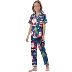 Christmas Decoration Kids  Satin Short Sleeve Pajamas Set by Ravend