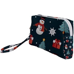 Snowmen Christmas Trees Wristlet Pouch Bag (small) by Ravend