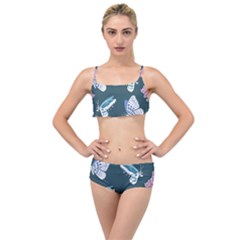 Butterfly Pattern Dead Death Rose Layered Top Bikini Set by Ravend