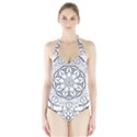 Mandala Drawing Dyes Page Halter Swimsuit View1