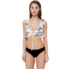 Pattern Dragonfly Background Low Cut Ruffle Edge Bikini Top by Ravend