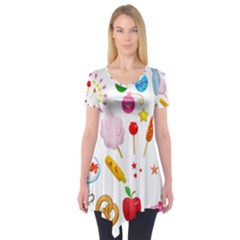 Summer Fair Food Goldfish Short Sleeve Tunic  by Ravend