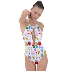 Summer Fair Food Goldfish Plunge Cut Halter Swimsuit by Ravend