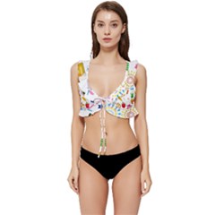 Summer Fair Food Goldfish Low Cut Ruffle Edge Bikini Top by Ravend