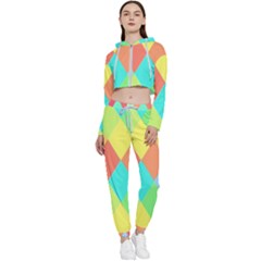 Low Poly Triangles Cropped Zip Up Lounge Set by Ravend